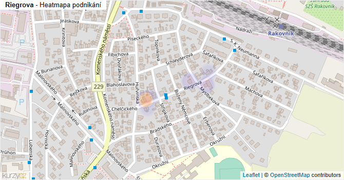 Riegrova - mapa podnikání