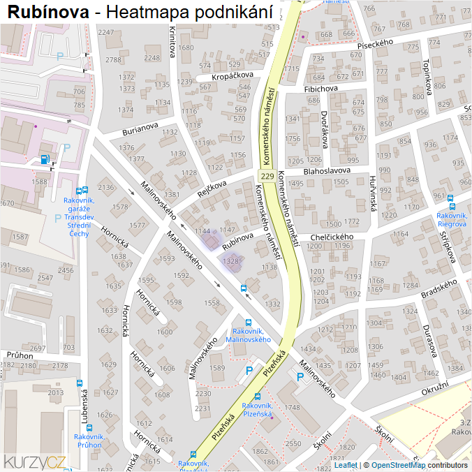 Mapa Rubínova - Firmy v ulici.