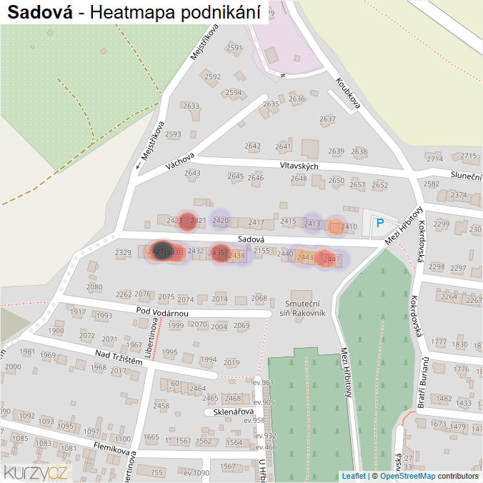 Mapa Sadová - Firmy v ulici.