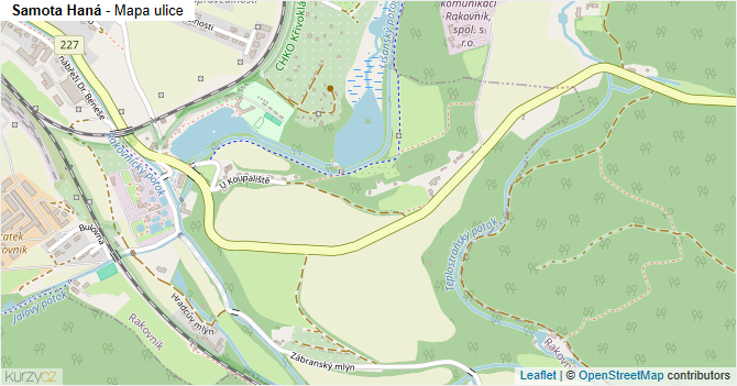 Samota Haná - mapa ulice