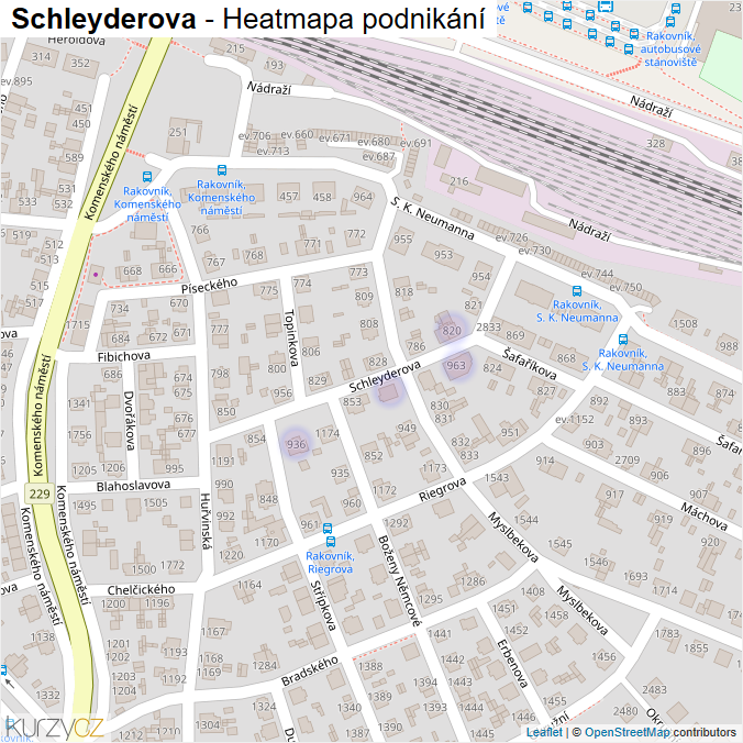 Mapa Schleyderova - Firmy v ulici.