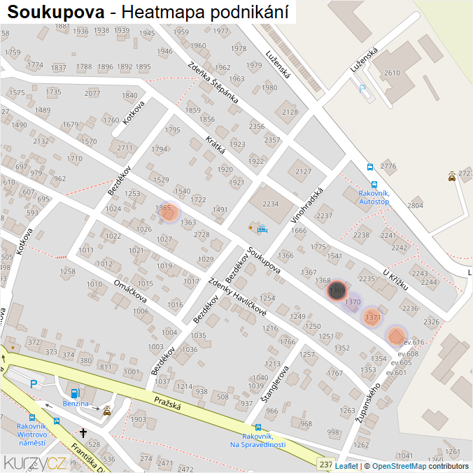 Mapa Soukupova - Firmy v ulici.