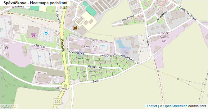 Spěváčkova - mapa podnikání