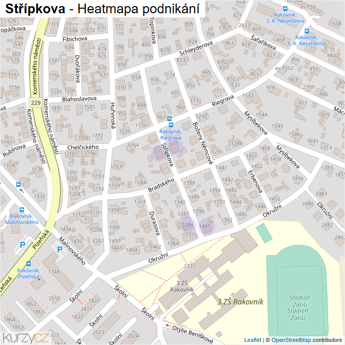 Mapa Střípkova - Firmy v ulici.