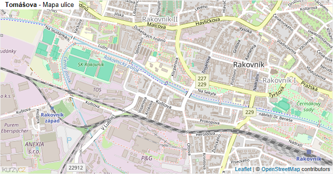Tomášova - mapa ulice