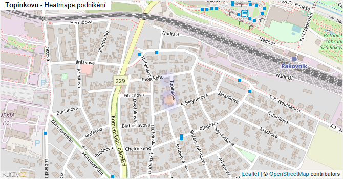 Topinkova - mapa podnikání