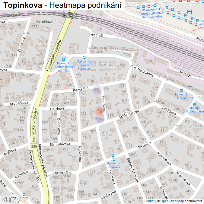 Mapa Topinkova - Firmy v ulici.