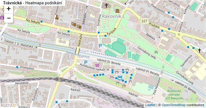 Trávnická - mapa podnikání