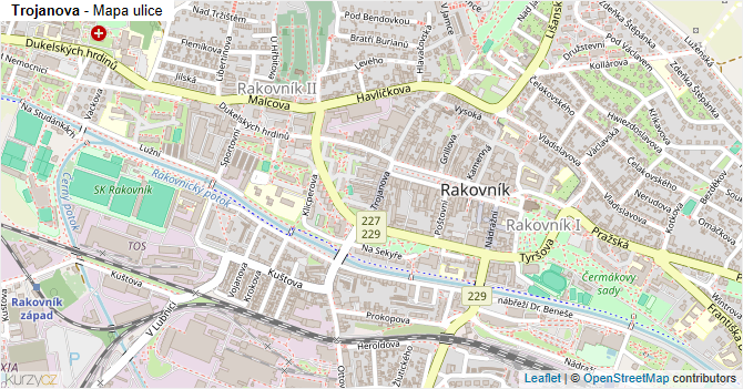 Trojanova - mapa ulice