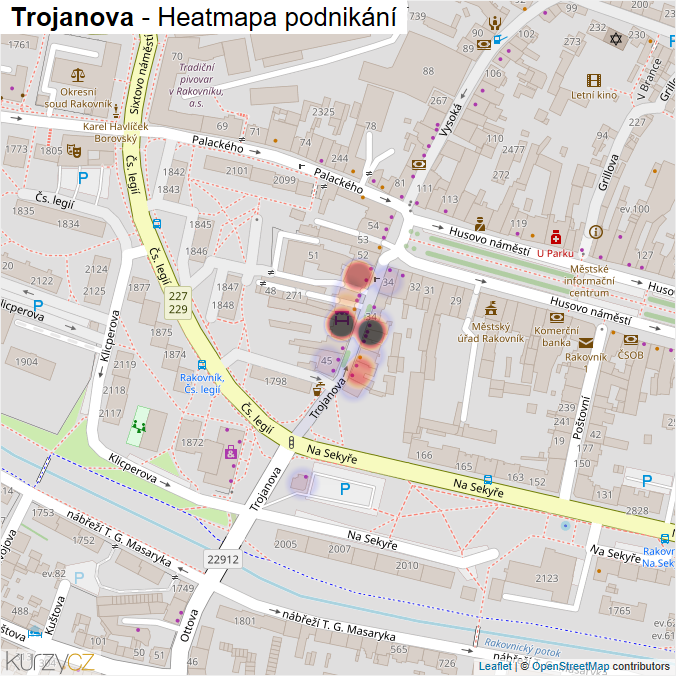 Mapa Trojanova - Firmy v ulici.