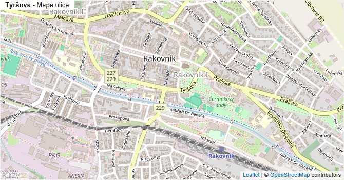 Tyršova - mapa ulice
