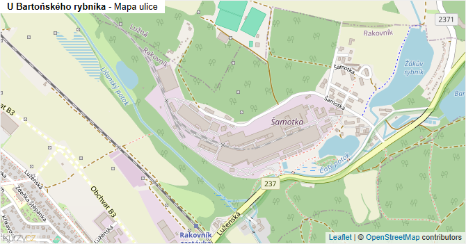U Bartoňského rybníka - mapa ulice