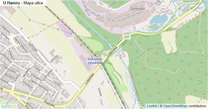 U Hamru - mapa ulice