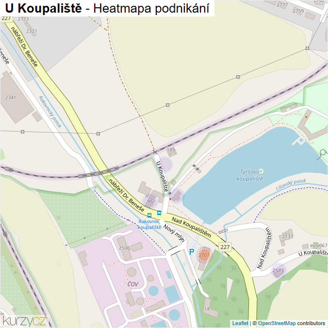 Mapa U Koupaliště - Firmy v ulici.