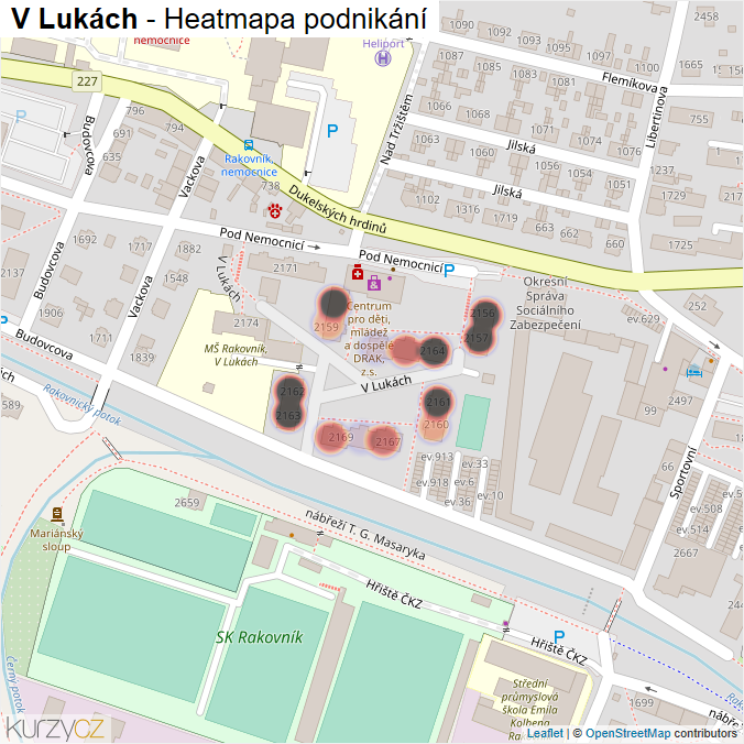 Mapa V Lukách - Firmy v ulici.