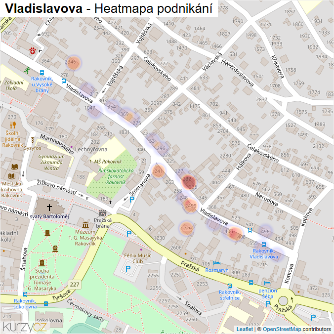 Mapa Vladislavova - Firmy v ulici.