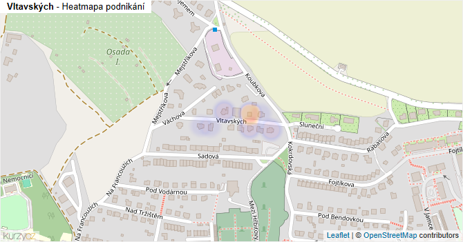 Vltavských - mapa podnikání