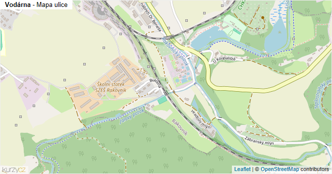 Vodárna - mapa ulice