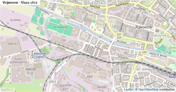 Vojanova - mapa ulice
