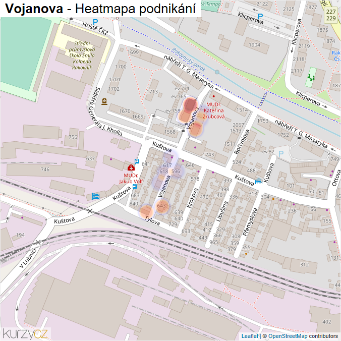 Mapa Vojanova - Firmy v ulici.