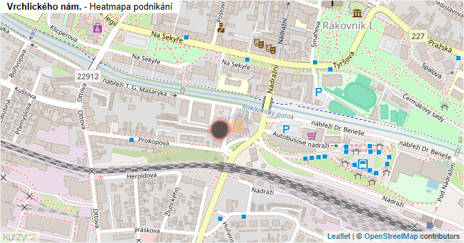 Vrchlického nám. - mapa podnikání