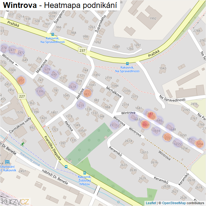 Mapa Wintrova - Firmy v ulici.