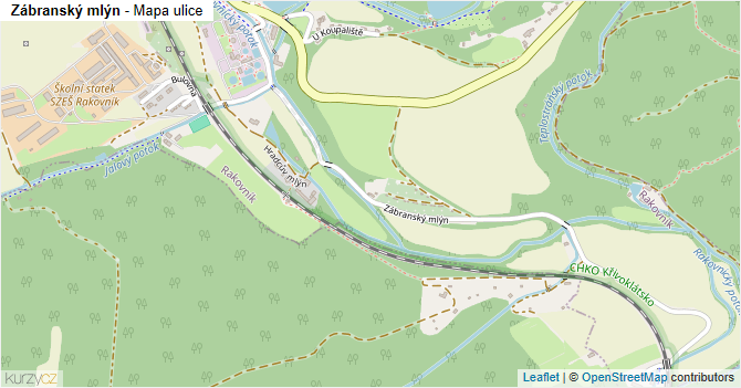 Zábranský mlýn - mapa ulice