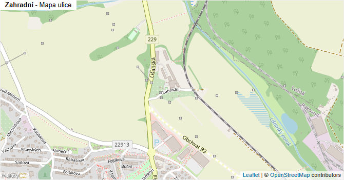 Zahradní - mapa ulice