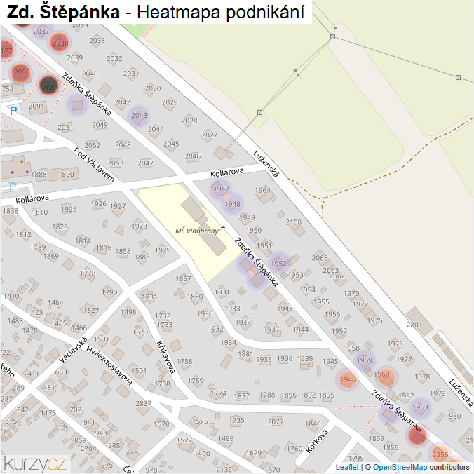 Mapa Zd. Štěpánka - Firmy v ulici.