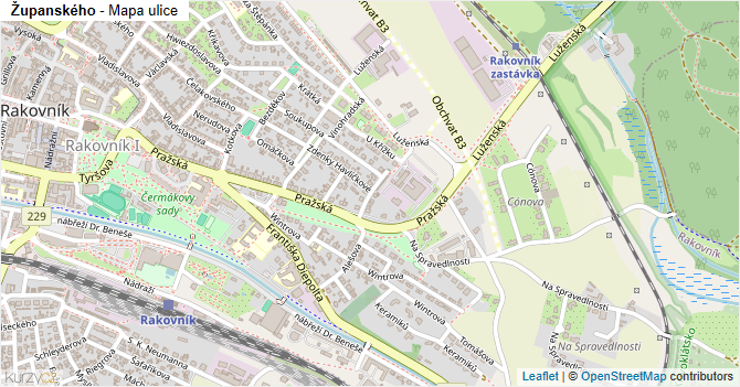Županského - mapa ulice