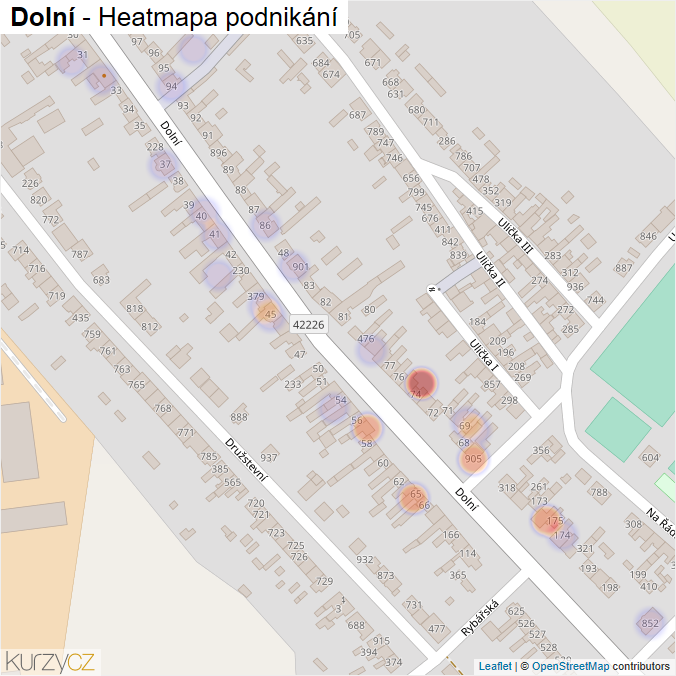 Mapa Dolní - Firmy v ulici.