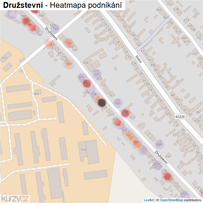 Mapa Družstevní - Firmy v ulici.