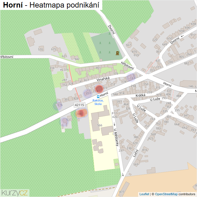 Mapa Horní - Firmy v ulici.