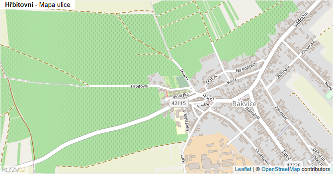 Hřbitovní - mapa ulice