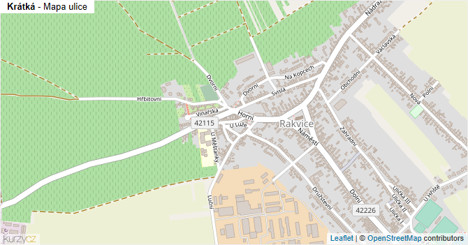 Krátká - mapa ulice