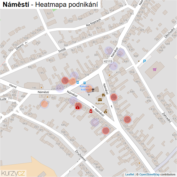 Mapa Náměstí - Firmy v ulici.