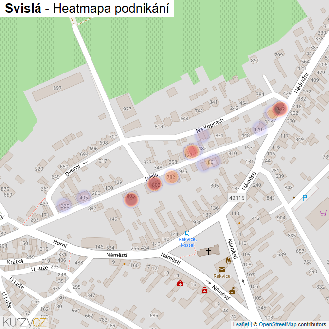 Mapa Svislá - Firmy v ulici.