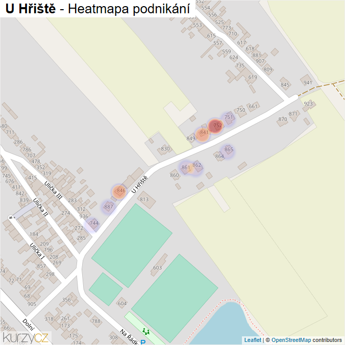 Mapa U Hřiště - Firmy v ulici.