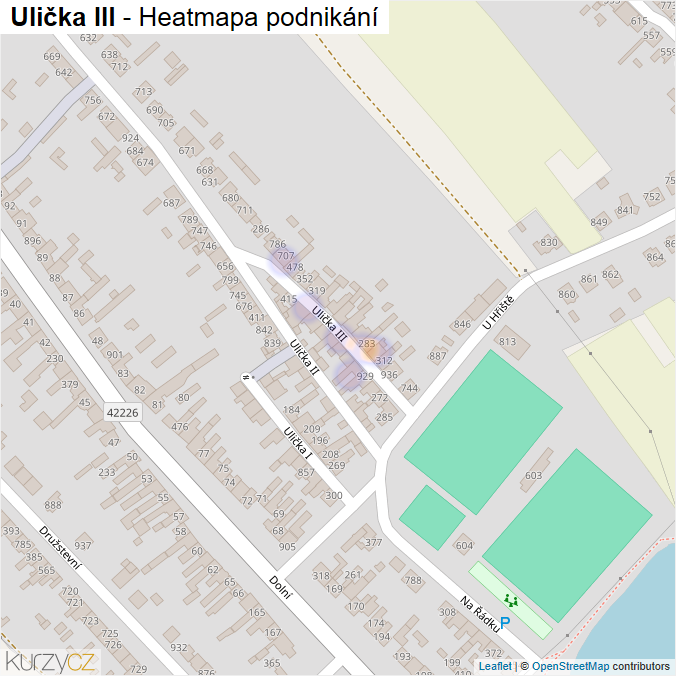 Mapa Ulička III - Firmy v ulici.