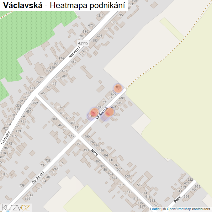 Mapa Václavská - Firmy v ulici.