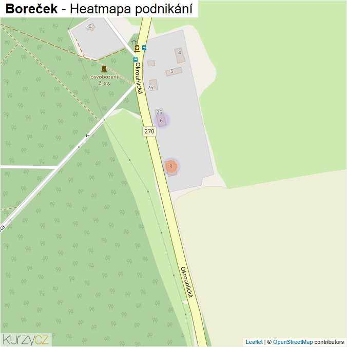 Mapa Boreček - Firmy v části obce.