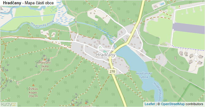 Hradčany - mapa části obce
