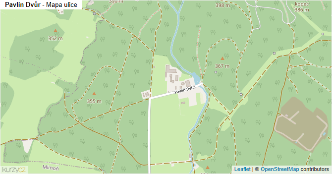 Pavlín Dvůr - mapa ulice