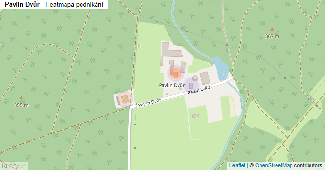 Pavlín Dvůr - mapa podnikání