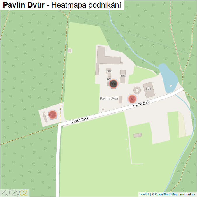 Mapa Pavlín Dvůr - Firmy v ulici.