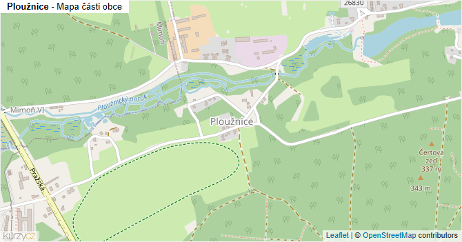 Ploužnice - mapa části obce