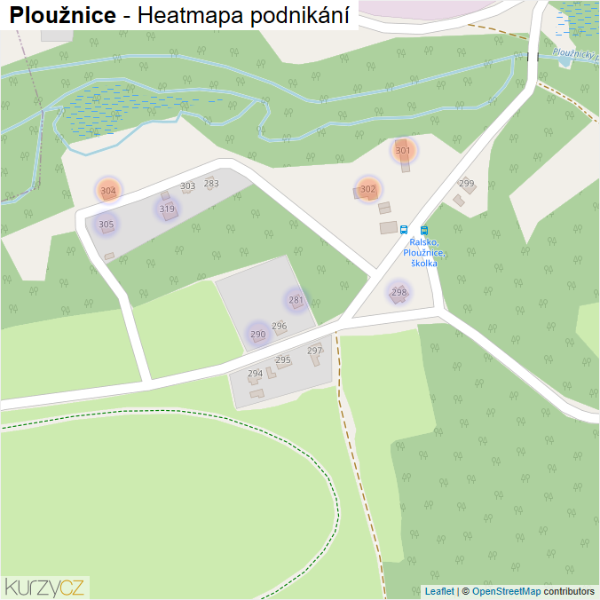 Mapa Ploužnice - Firmy v části obce.