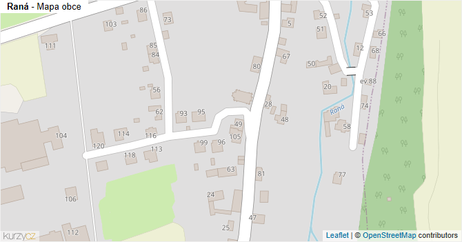 Raná - mapa obce