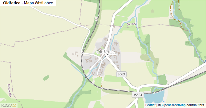 Oldřetice - mapa části obce