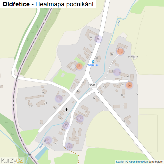 Mapa Oldřetice - Firmy v části obce.